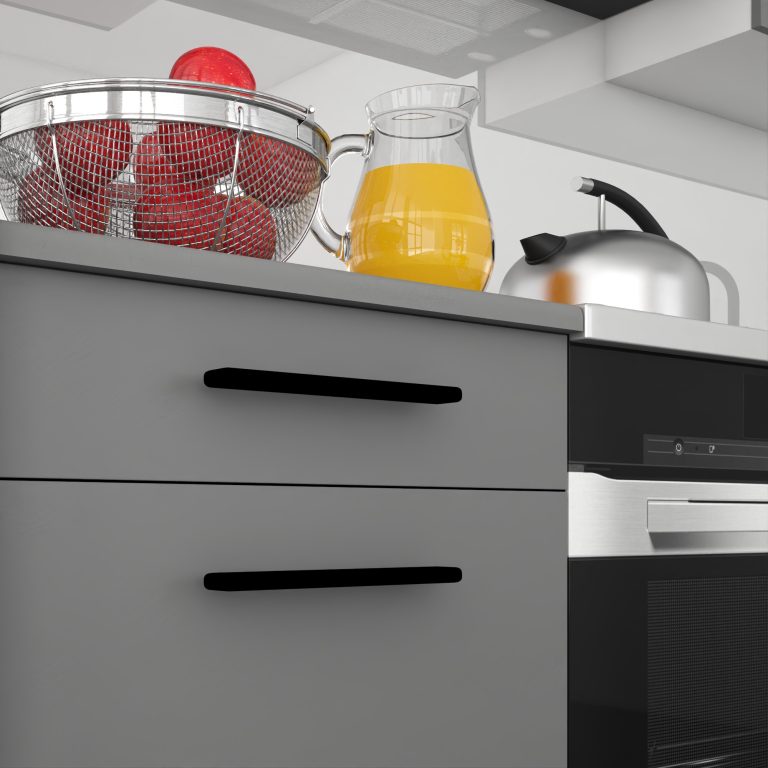 Mobilier de bucătărie de 320 cm, gri antracit-grafit, cu blat. Producător: TOR PRIMO320/4/WT/SR/0/B1