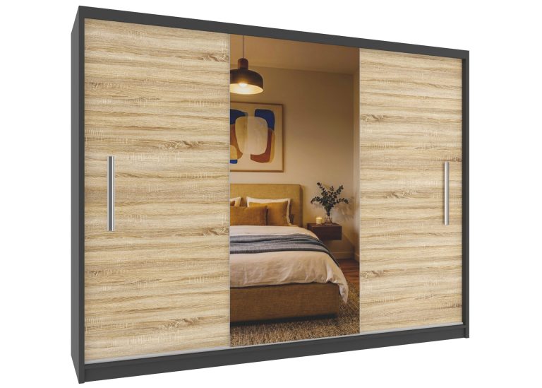 Dressing 232 cm cu oglindă, din stejar Sonoma. Producător: MES PRIMO SZP4/2/1B/2DS1L/0/AL
