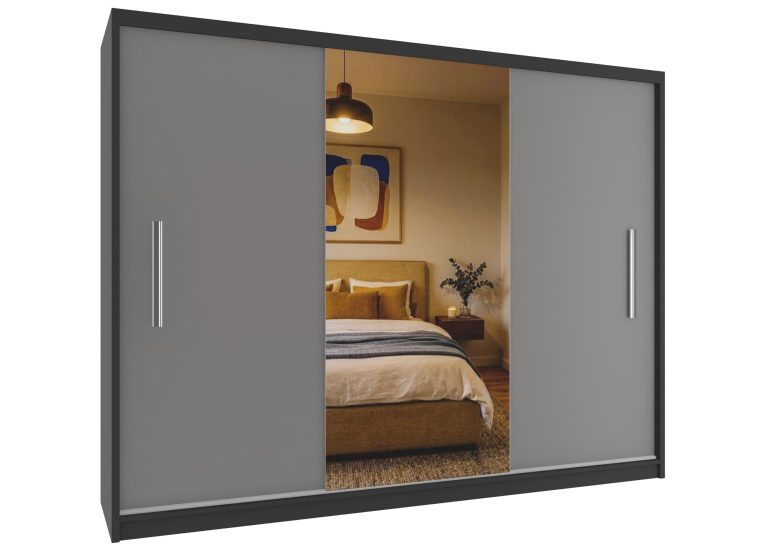 Dressing 232 cm cu oglindă, gri mat Producător MES PRIMO SZP4/2/1B/2SR1L/0/AL