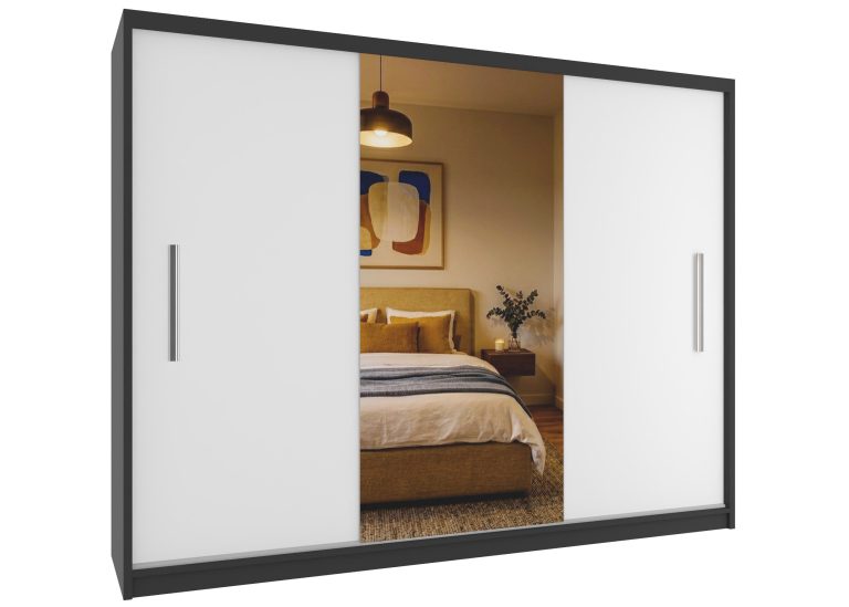 Dressing 232 cm cu oglindă, alb mat Producător MES PRIMO SZP4/2/1B/2W1L/0/AL