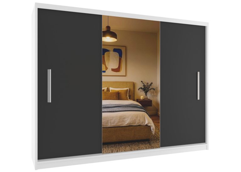 Dressing 232 cm cu oglindă, negru abanos închis Producător MES PRIMO SZP4/2/1W/2B1L/0/AL