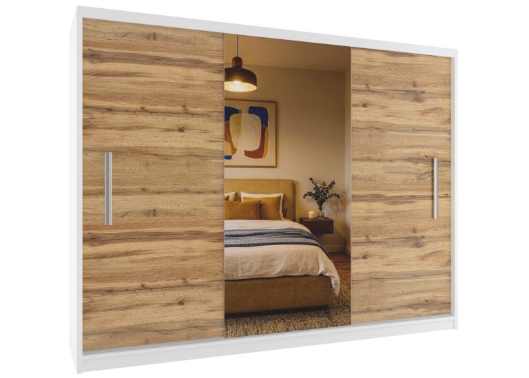 Dressing 232 cm cu oglindă, finisaj stejar Wotan și stejar Sonoma. Producător: MES PRIMO SZP4/2/1W/2DW1L/0/AL