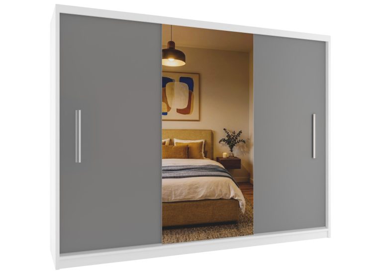 Dressing 232 cm cu oglindă, gri mat Producător MES PRIMO SZP4/2/1W/2SR1L/0/AL