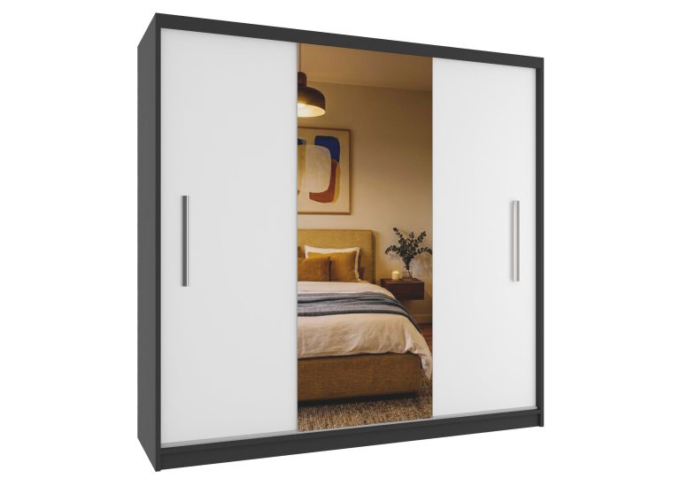 Dressing 200 cm PRIMO cu oglindă, alb mat Producător MES PRIMO SZP1/1/B/W/0/AL