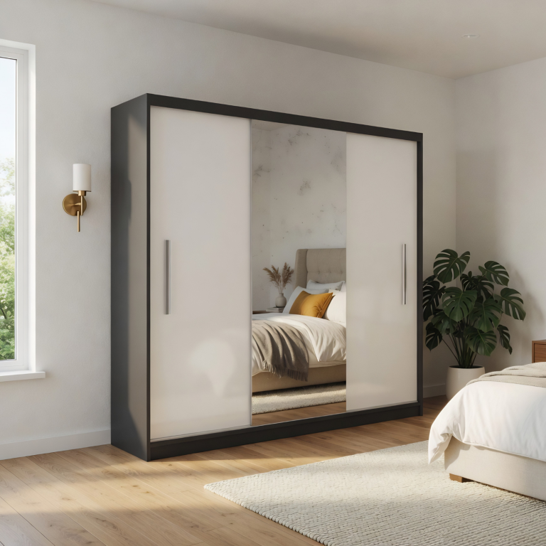 Dressing 200 cm PRIMO cu oglindă, alb mat Producător MES PRIMO SZP1/1/B/W/0/AL