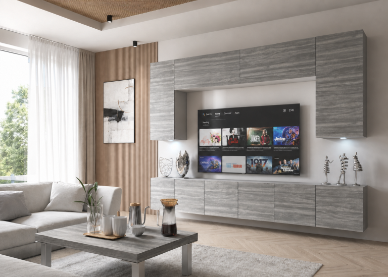 Mobila sufragerie TV/RTV de 300 cm, gri antracit grafit, producător IMP PRIMO 2/5/W/GW1/0/0