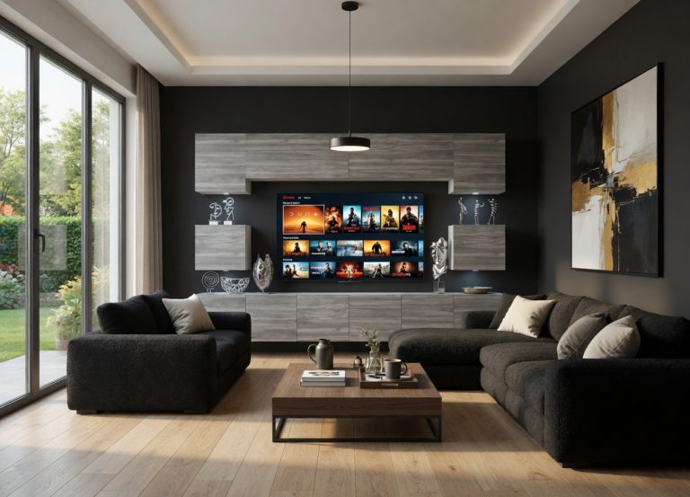 Mobila sufragerie TV/RTV de 300 cm, gri antracit grafit, producător IMP PRIMO 3/5/W/GW1/0/0