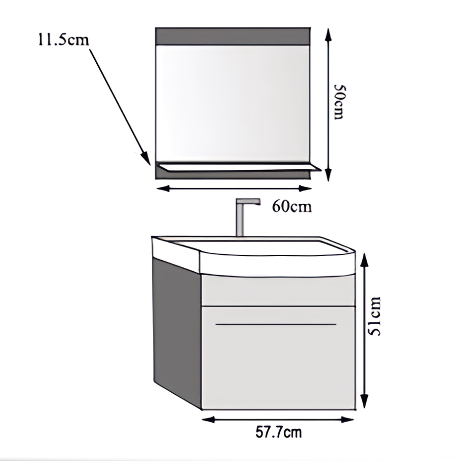 Mobilier de baie cu dulapuri și oglindă gri antracit grafit la reducere AUSTIN M 1/0/W/SR/0/ZW