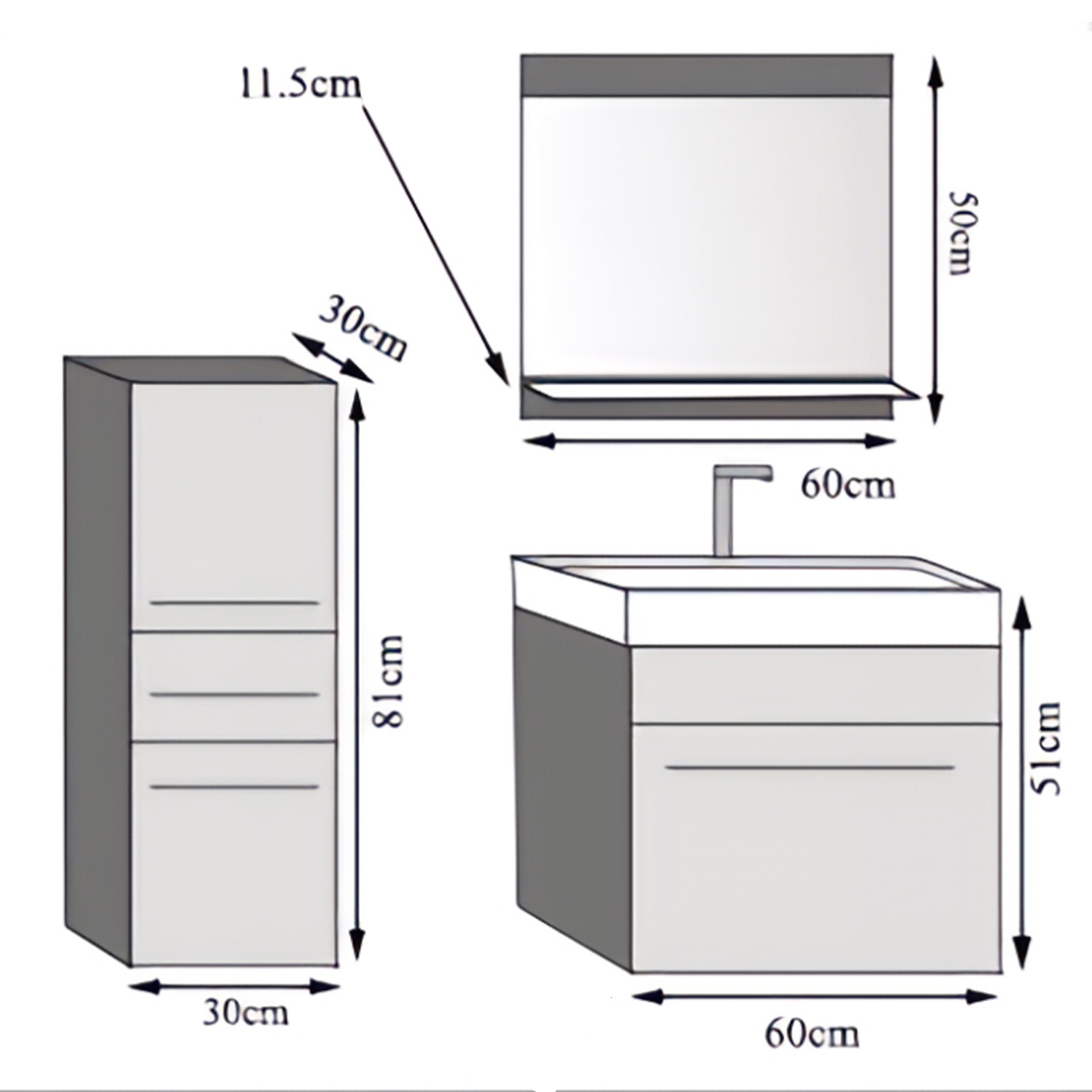 Mobilier de baie cu dulapuri și oglindă stejar Sonoma la reducere ATLANTA M 2/0/DS/DS/0/ZW