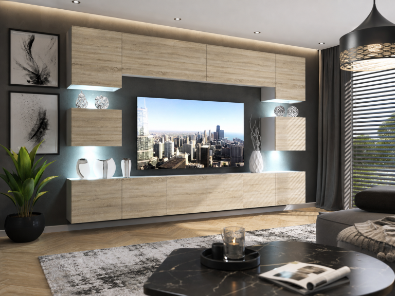 Mobila sufragerie TV/RTV de 300 cm, stejar Sonoma, producător IMP PRIMO 3/5/W/DS/0/0
