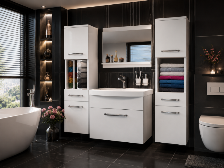 Mobilier de baie: dulapuri cu chiuvetă și oglindă, alb mat. Producător: ROD PRIMO M 6/0/W/W/0/ZINC