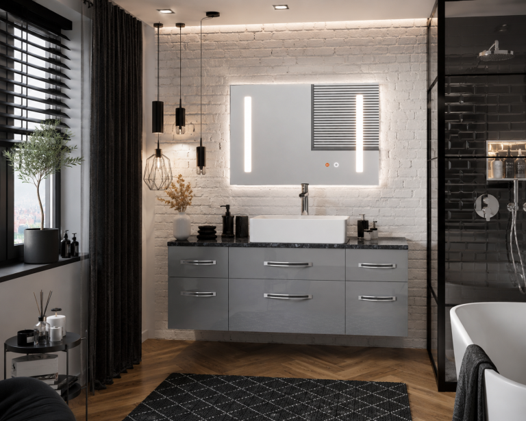 Set mobilier de baie Euphoria gri lucios EUP P 120/0/W/S/0/BK/MB