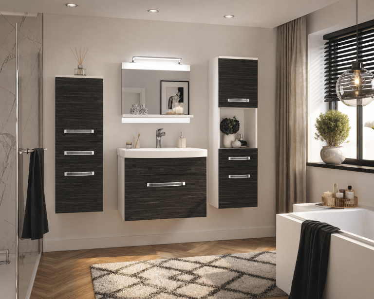 Set mobilă de baie Belini Premium Full Version Royal Ebony
+ chiuveta + oglinda + iluminare LED