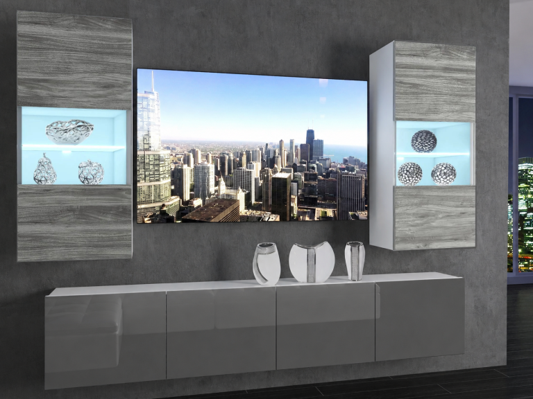 Set mobilă sufragerie 200 cm TV/RTV gri antracit grafit lucios Producător IMP 7/5/W/GW1S/0/0