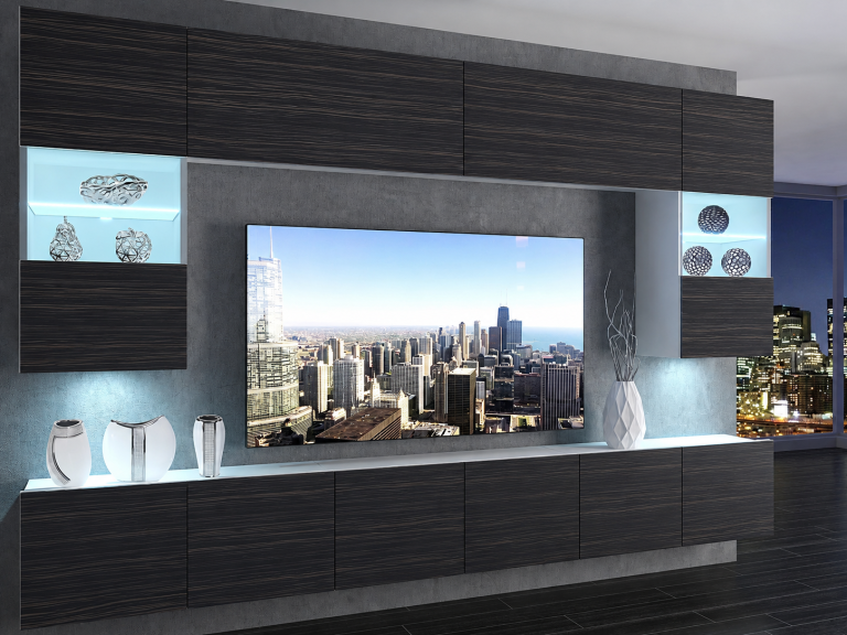 Set mobilă sufragerie  300 cm TV/RTV negru abanos Producător IMP 1/5/W/HK/0/0