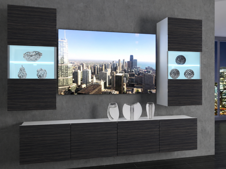 Set mobilă sufragerie  200 cm TV/RTV negru abanos Producător IMP 7/5/W/HK/0/0