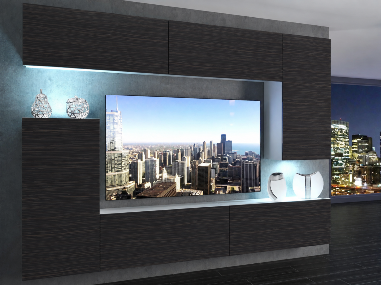 Set mobilă sufragerie  250 cm TV/RTV negru abanos Producător IMP 8/5/W/HK/0/0