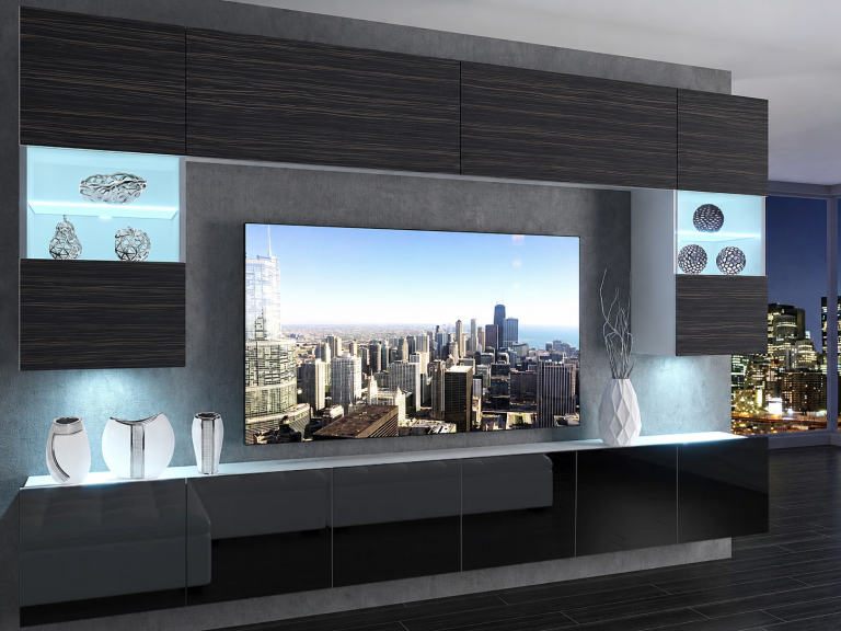 Set mobilă sufragerie  300 cm TV/RTV negru abanos Producător IMP 1/5/W/HKB/0/0