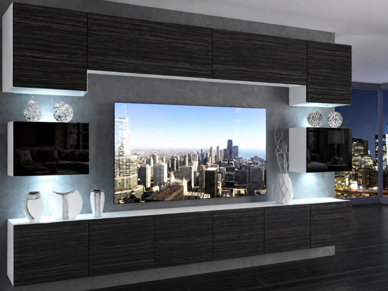 Set mobilă sufragerie  300 cm TV/RTV negru abanos Producător IMP 3/5/W/HKBHK/0/0