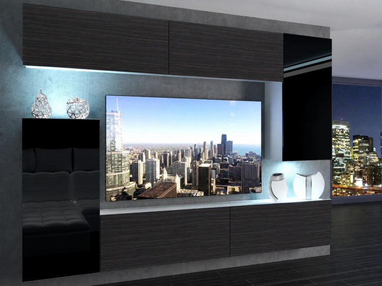 Set mobilă sufragerie 250 cm TV/RTV negru abanos Producător IMP 8/5/W/HKBBHK/0/0