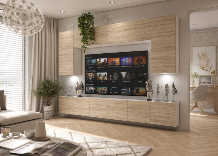 Mobila sufragerie TV/RTV de 300 cm, stejar Sonoma, producător IMP PRIMO 2/5/W/DS/0/0