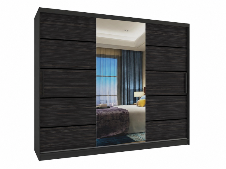 Dulap cu uși glisante 232 cm PREMIUM CU SERTARE negru abanos închis Producător MBP SZP8/0/1B/2HK1L/0/KLP