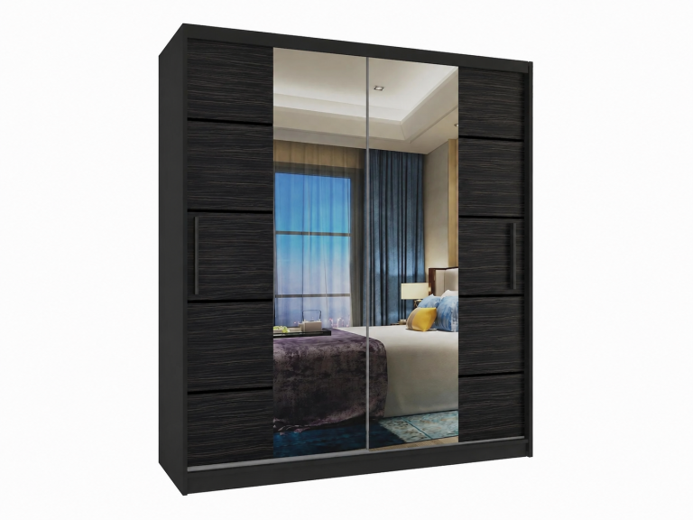 Dulap cu uși glisante 133 cm PREMIUM CU SERTARE negru abanos închis Producător ME SZP6/1/B/HK/0/KLP