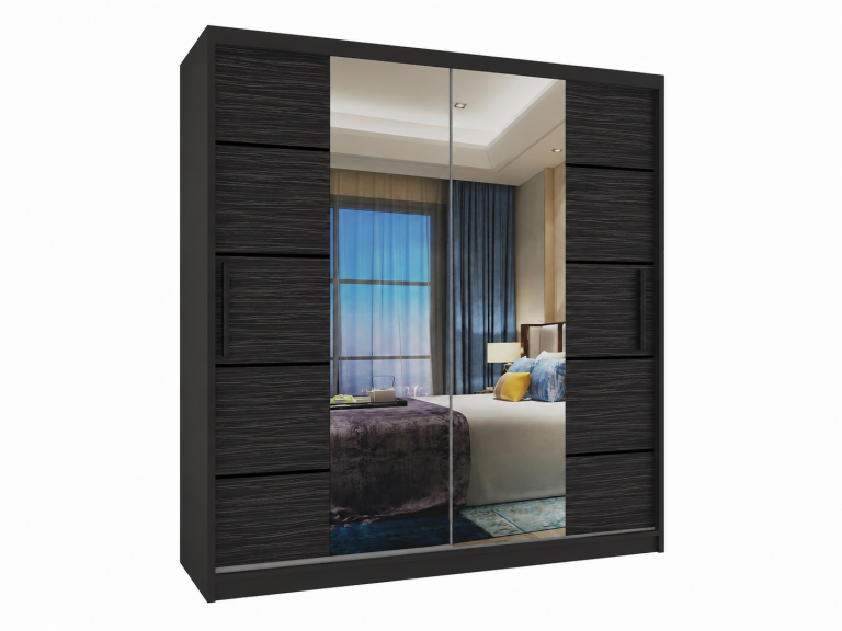 Dulap cu uși glisante 158 cm PREMIUM CU SERTARE negru abanos închis Producător ME SZP7/0/B/HK/0/KLP