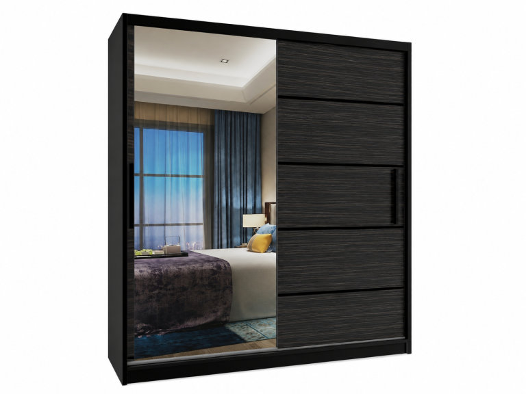 Dulap cu uși glisante 133 cm cu oglindă negru abanos regal Producător MZ SZP2/2/B/HK/0/BL