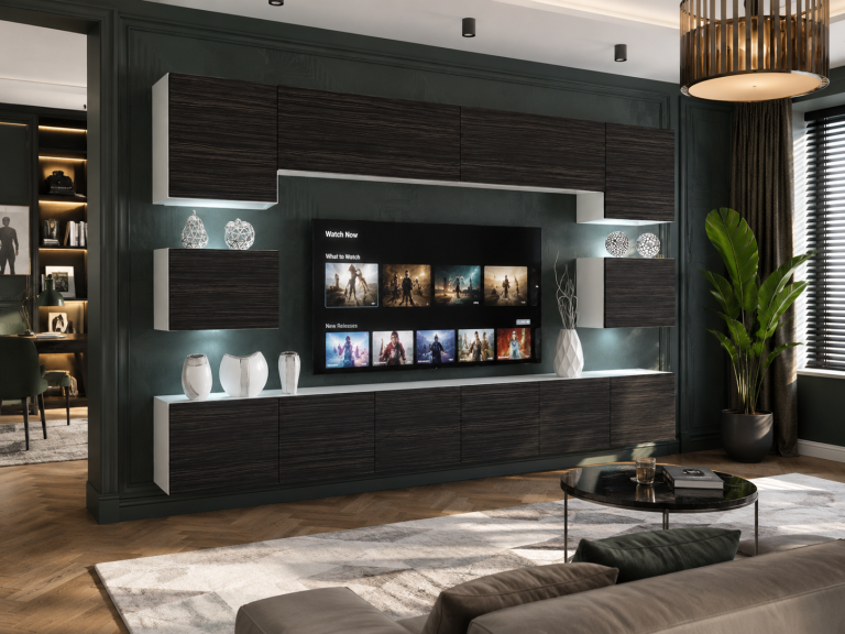 Set mobilă sufragerie  300 cm TV/RTV negru abanos Producător IMP 3/5/W/HK/0/0