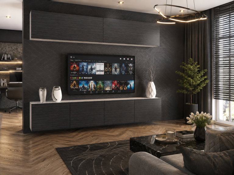 Set mobilă sufragerie  200 cm TV/RTV negru abanos Producător IMP 6/5/W/HK/0/0
