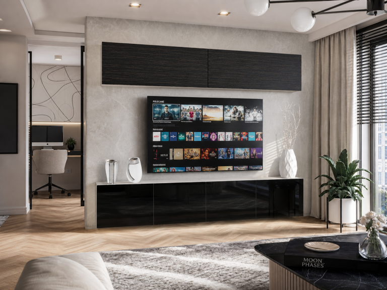 Set mobilă sufragerie  200 cm TV/RTV negru abanos Producător IMP 6/5/W/HKB/0/0