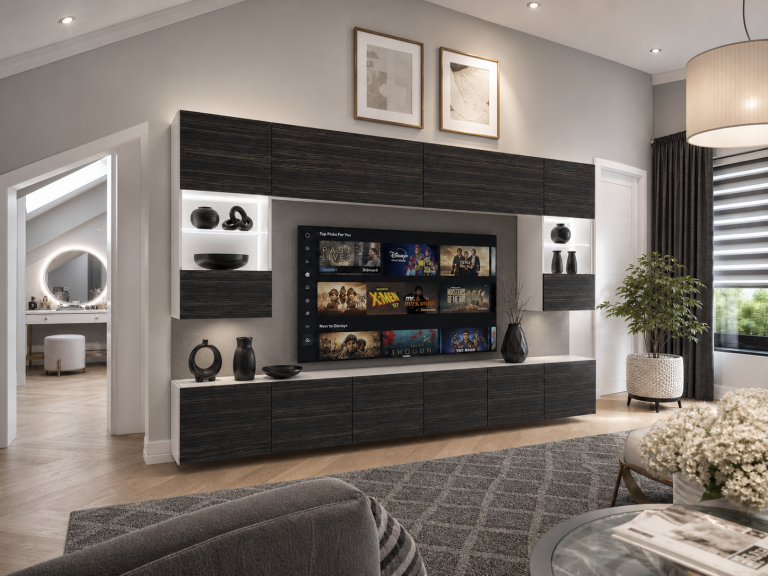 Set mobilă sufragerie  300 cm TV/RTV negru abanos Producător IMP 1/5/W/HK/0/0
