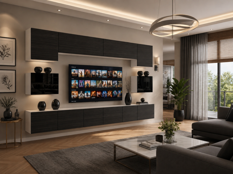 Set mobilă sufragerie  300 cm TV/RTV negru abanos Producător IMP 3/5/W/HKBHK/0/0