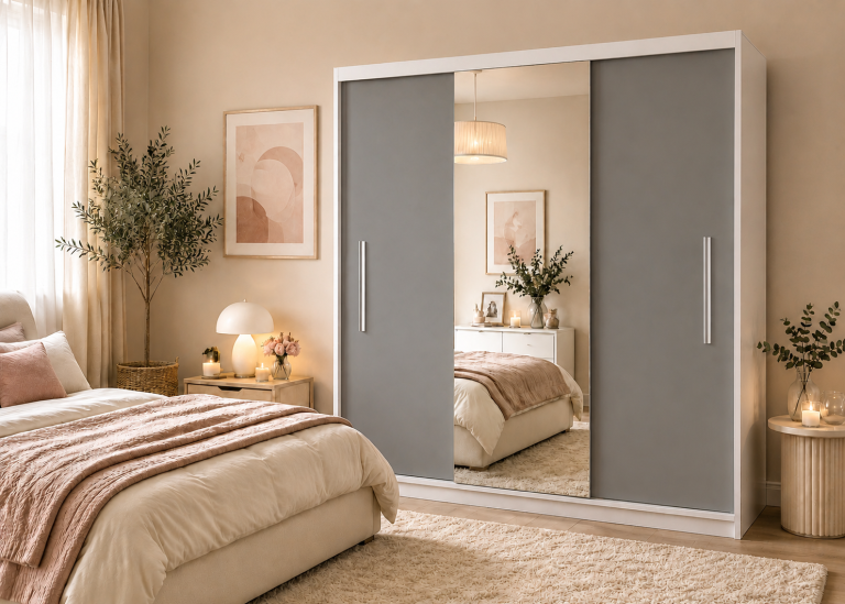 Dressing 200 cm PRIMO cu oglindă, gri antracit grafit Producător MES PRIMO SZP1/1/W/SR/0/AL
