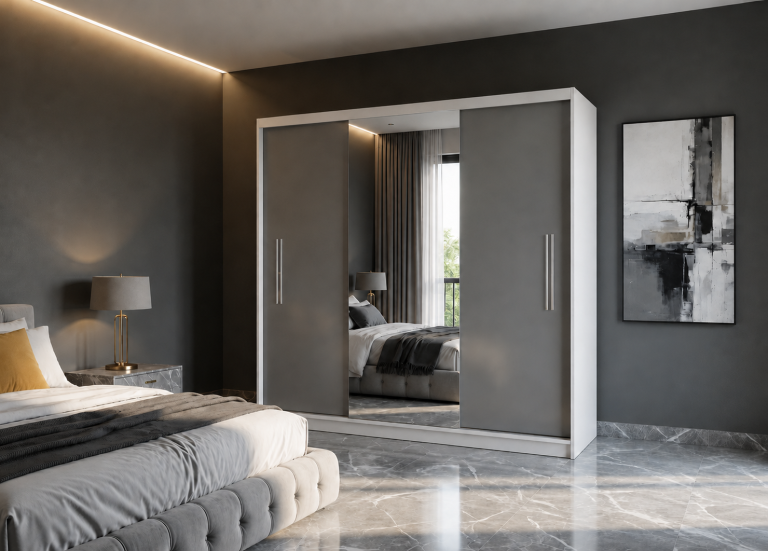 Dressing 200 cm PRIMO cu oglindă, gri antracit grafit Producător MES PRIMO SZP1/1/W/SR/0/AL