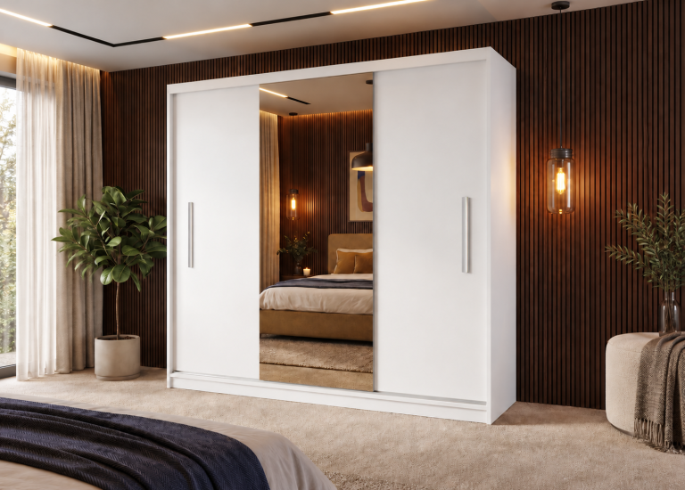 Dressing 200 cm PRIMO cu oglindă, alb mat Producător MES PRIMO SZP1/1/W/W/0/AL