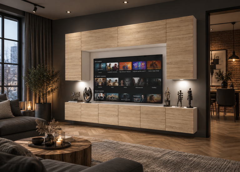 Mobila sufragerie TV/RTV de 300 cm, stejar Sonoma, producător IMP PRIMO 2/5/W/DS/0/0