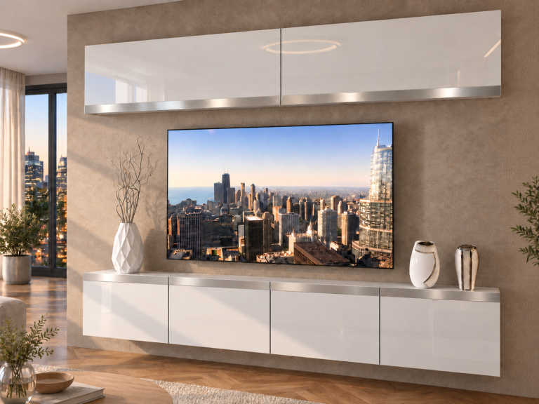 Mobilă de sufragerie Prestige TV/RTV 200 cm alb lucios Producător IMP P Brando 6/5/W/W/0/0/SL