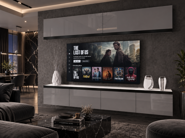 Mobilă de sufragerie Prestige 200 cm TV/RTV gri lucios Producător IMP P Brando 6/5/W/S/0/0/CS