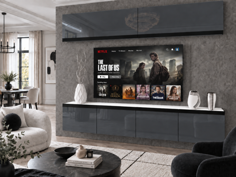 Mobilă de sufragerie Prestige 200 cm TV/RTV gri lucios Producător IMP P Brando 6/5/W/S/0/0/CS