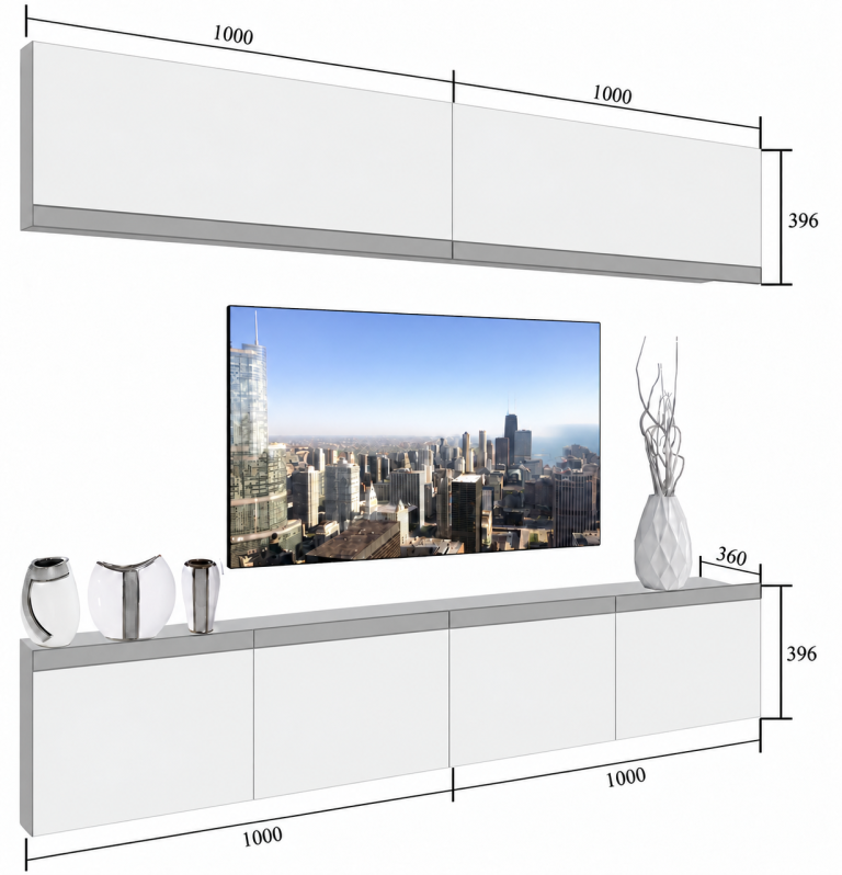 Mobilă de sufragerie Prestige 200 cm TV/RTV gri lucios Producător IMP P Brando 6/5/W/S/0/0/CS