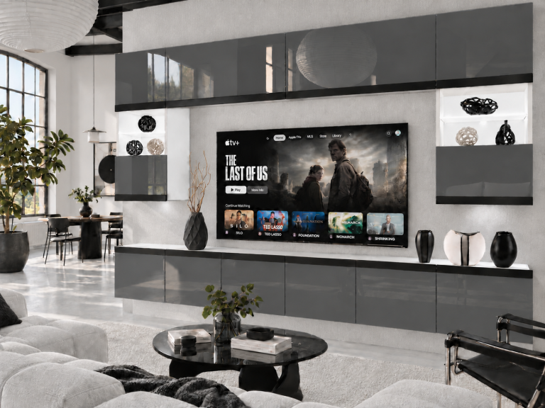 Mobilă de sufragerie Prestige 300 cm TV/RTV gri lucios Producător IMP P2 Nolan 1/5/W/S/0/0/CM