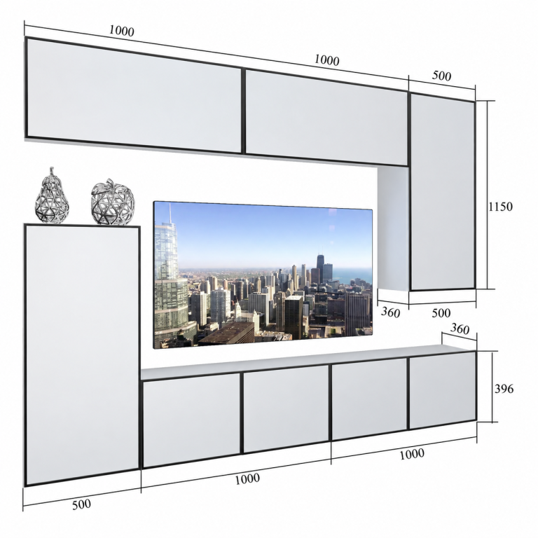 Mobilă de sufragerie Linea 250 cm TV/RTV gri lucios Producător IMP L Woody 8/5/W/S/0/0
