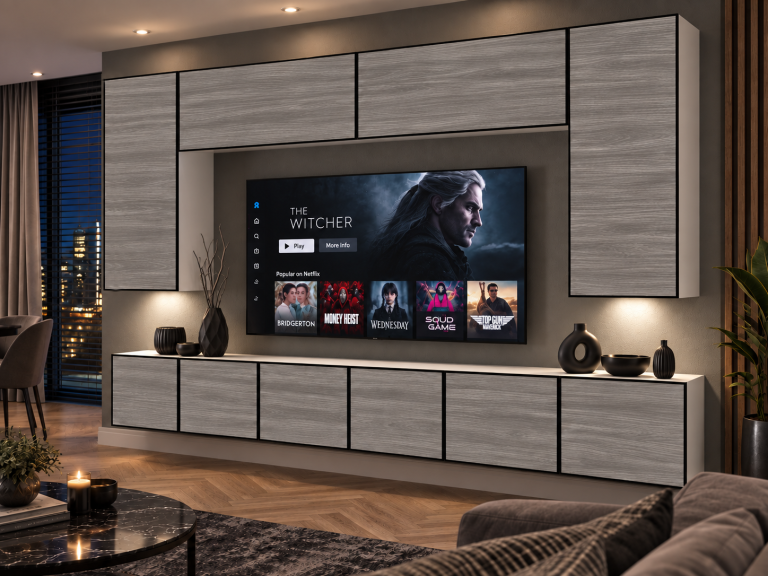 Mobilă de sufragerie Linea 300 cm TV/RTV gri antracit grafit Producător IMP L Monroe 2/5/W/GW1/0/0