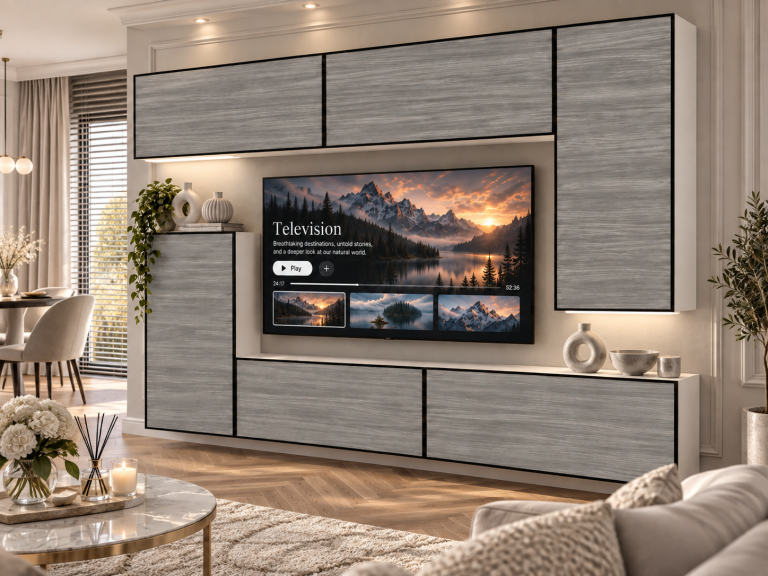 Mobilă de sufragerie Linea 250 cm TV/RTV gri antracit grafit Producător IMP L Woody 8/5/W/GW1/0/0