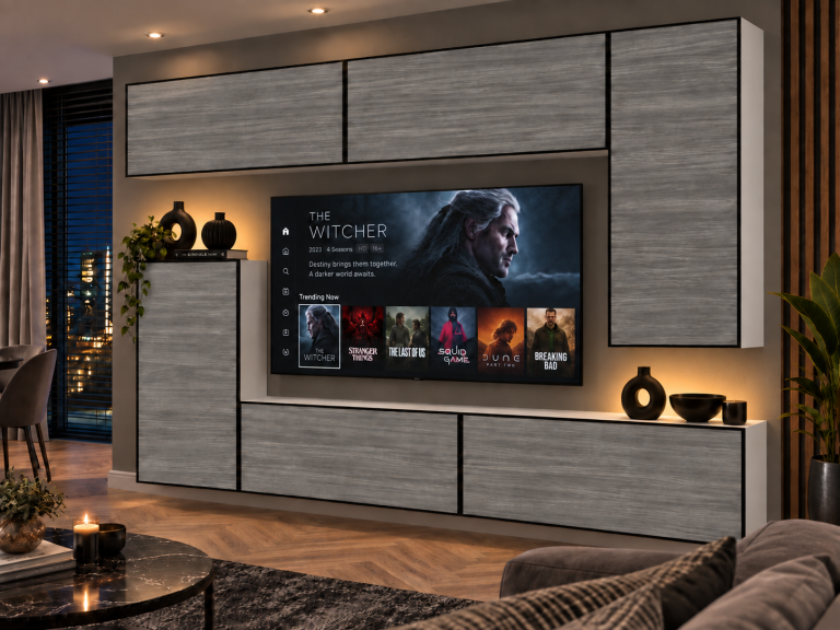 Mobilă de sufragerie Linea 250 cm TV/RTV gri antracit grafit Producător IMP L Woody 8/5/W/GW1/0/0