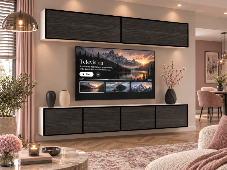 Mobilă de sufragerie Linea 200 cm TV/RTV negru abanos Producător IMP L Brando 6/5/W/HK/0/0