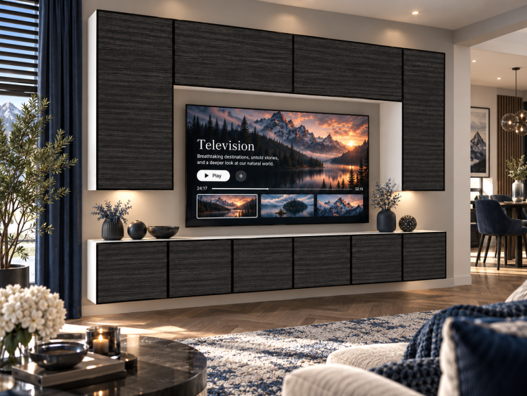 Mobilă de sufragerie Linea 300 cm TV/RTV negru abanos Producător IMP L Monroe 2/5/W/HK/0/0