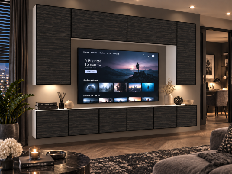 Mobilă de sufragerie Linea 300 cm TV/RTV negru abanos Producător IMP L Monroe 2/5/W/HK/0/0